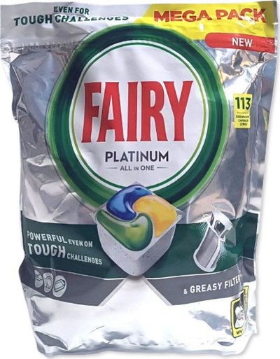 Таблети за машина за миење садови Fairy Platinum All in One Lemon, 113 парчиња