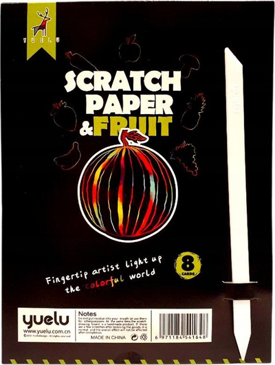 Set kreativ gërvishtës Yuelu Fruit Series, 8 kartona, për kalamaj, i zi