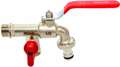 Градинарска чешма DOUBLE GARDEN LEVER TAP, 1/2" x 2x3/4", бронза со никел обвивка