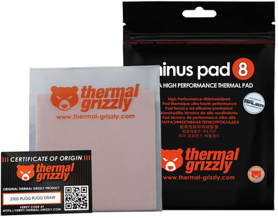 Jastëk termik Thermal Grizzly Minus Pad 8, 100 x 100 x 1.0mm, set 2 copë