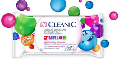 Faculeta të lagura Cleanic Junior, 15 copë, të bardha