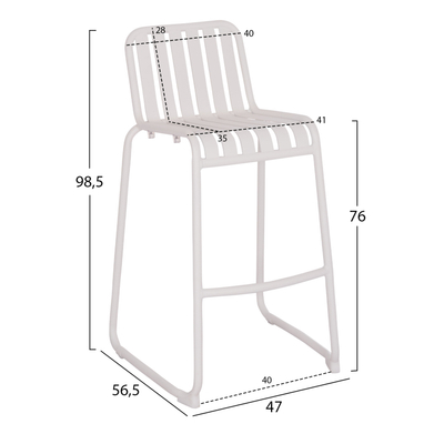 Karrige bar alumini RACHEL HM6341.02, 47x56.5x98.5cm, e bardhë