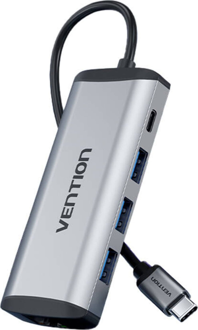 Hub USB C Vention THAHB, HDMI, 3x USB 3.0, gri argjendtë