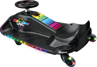 Go kart elektrik Razor Crazy Cart Shift Lightshow, bateri litium, deri 8 mph, rrota me drita, për moshën 6+
