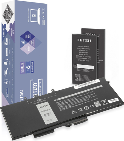 Батерија за лаптоп Mitsu GJKNX за Dell Latitude 5280 5480 5490 5590, 8500mAh, 7.4V, црна