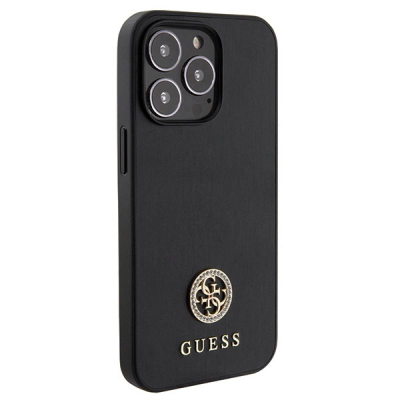 Kuti mbrojtëse Guess 4G Strass Metal Logo për iPhone 13 Pro 6.1", TPU, e zezë