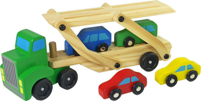 Lodër kamion transportues druri Lean Sport, me 4 makina, jeshil