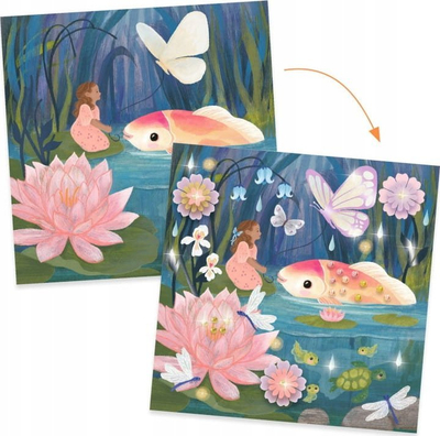 Set kreativ Djeco Thumbelina, dekor me ngjitëse, lule 3D, me shumë ngjyra