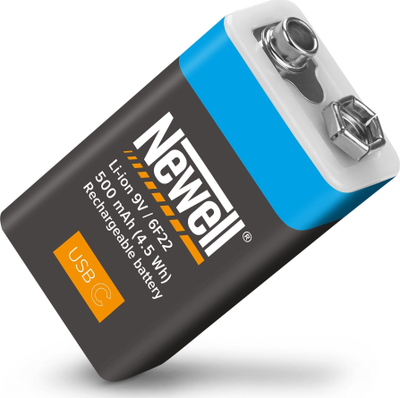 Bateri e karikueshme Newell 9V USB C, 500 mAh, e zezë