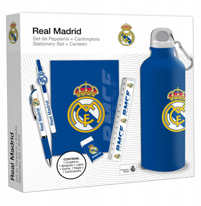 Set shkolle Kids Licensing Real Madrid, fletore dhe aksesorë, shishe uji, blu