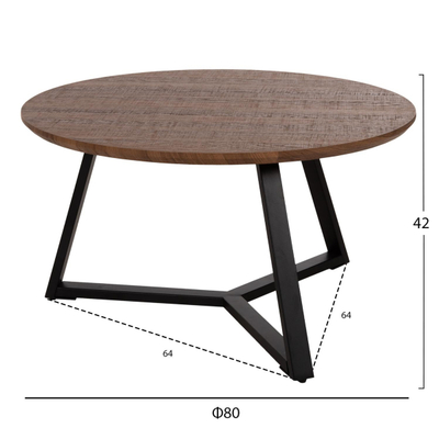 Tavolinë e rrumbullakët për kafe Φ80x42Hcm (HM9586.04), zezë