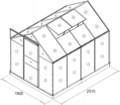 Serë FUNFIT GARDEN Garden Greenhouse, polikarbonat 4.75 m2, skelet alumini, ngjyrë argjendtë