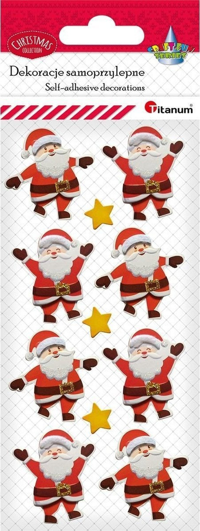 Ngjitëse dekorative 3D Titanum Santas, set 11 copë, motiv Babagjyshi, shumëngjyrëshe