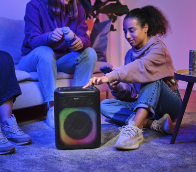 Kutizë zanore Trust Azura, party speaker Bluetooth, 100W, me drita RGB LED, e zezë