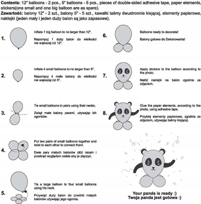 Set tullumbacesh dekorative Godan Cute Animals Panda, DIY, e bardhë e zezë