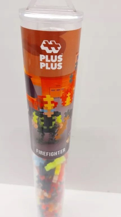 Lodër ndërtesash Plus Plus Firefighter, 100 copa, STEM, shumëngjyrëshe