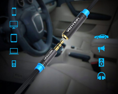 Kabllo audio zgjatëse Vention, 3.5mm, 5m, e zezë