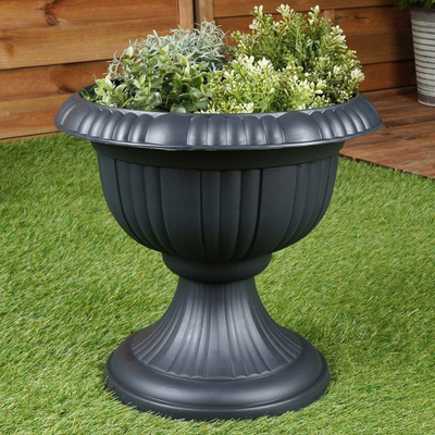 Vazo dekorative Koop, 36cm, plastike, gri me valëzime