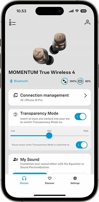 Слушалки во уво Sennheiser Momentum True Wireless 4, Bluetooth, ANC, бело и сребрено