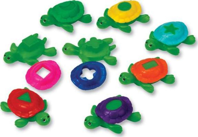 Lodër me uj Learning Resources Smart Splash Shape Shell Turtles, set me 8 copë, për mësim formash, shumëngjyrëshe