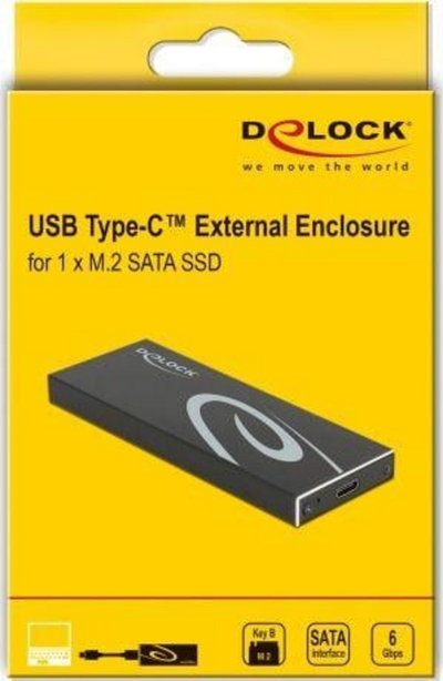 Kuti e jashtme SSD Delock 42003, M.2 SATA, USB C 3.2 Gen 2, argjendtë