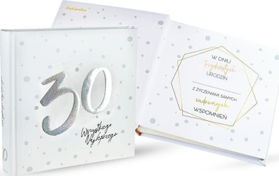 Album fotografish Happy Album HAS-005 Birthday 30, fletë vetëngjitëse, për 30 vjetor, i bardhë