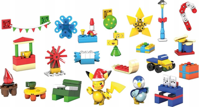 Set ndërtimi Mega Bloks Pokemon Holiday Calendar, 202 copa, 24 surpriza, shumëngjyrësh