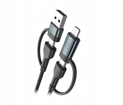 Kabllo USB 3MK Hyper Cable N Series, USB A USB C në USB C Lightning, 1.2m, 60W