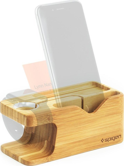 Mbajtëse Spigen S370 për Apple Watch dhe iPhone, e vogël, pamje dru, kafe