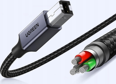 Kabllo printeri Ugreen US370 45106, USB C me USB B, 2m, e zezë