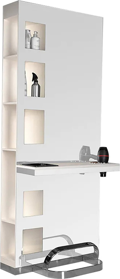 Фризерска конзола Gabbiano B058 Pearl, интегрирано огледало, модерен дизајн, бисерно бела