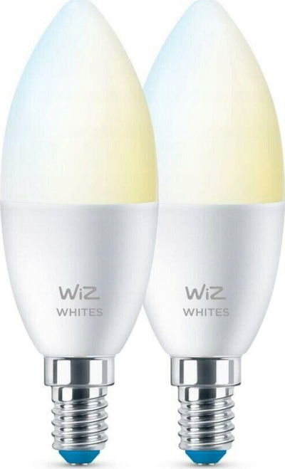 Llambë e zgjuar WiZ Candle C37 E14, 4.9W, 470 lm, dritë e bardhë nga e ngrohtë në të ftohtë, set me 2 copë
