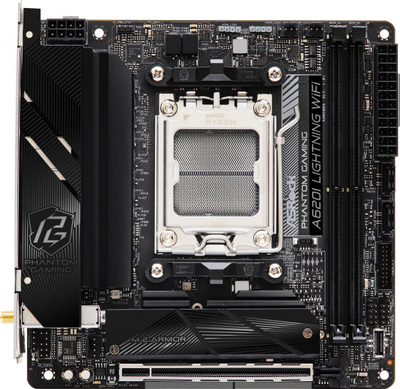 Pllakë amë ASRock A620I LIGHTNING WIFI, Wi-Fi 6E, 2.5 Gb/s LAN, RGB, e zezë