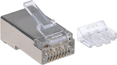 Lidhës për kabllo rrjeti Gembird Pro Line Cat6A RJ45, STP, 50 copë, transparent