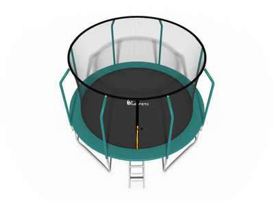 Trampolinë kopshti Funfit Premium, 374 cm 12ft, me rrjetë mrena dhe shkallë, jeshile