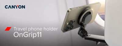 Магнетен држач за телефон Canyon OnGrip 11, за автомобил, со клипса, црн