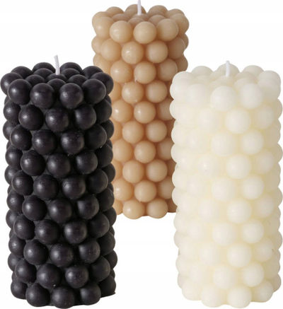 Декоративна свеќа Boltze Pearls, 14x7 cm, парафински восок, црна