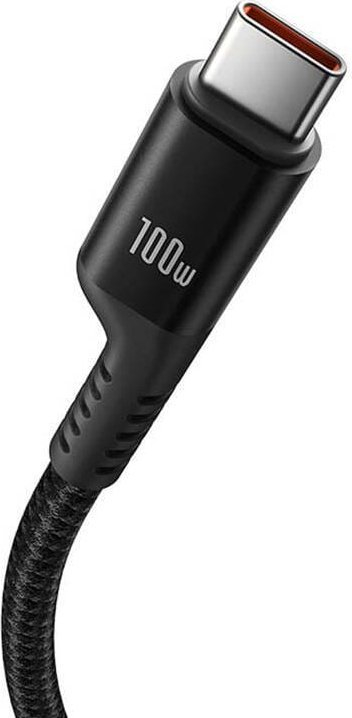 Kabllo karikimi Baseus Fish Eye, USB-C në USB-C, 100W, 1m spiral, e zezë