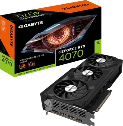 Kartë grafike Gigabyte GeForce RTX 4070 WINDFORCE OC V2 12G, 12GB GDDR6, PCIe 4.0, e zezë