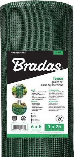 Rrjetë kopshti Bradas Fence Garden Net, 1.00m x 25m, 6mm, e gjelbër