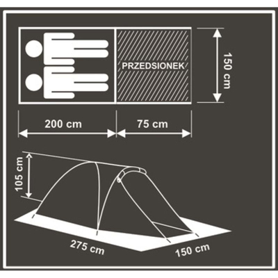 Çadër kampimi Enero Camp Trip, për 2 veta, 275x150x105 cm, jeshile e errët