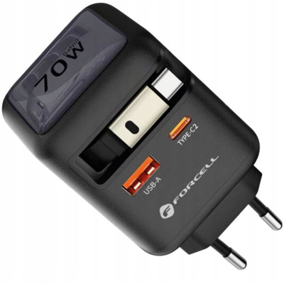 Karikues makine Forcell GaN III, 70W, USB C dhe USB A, i zi
