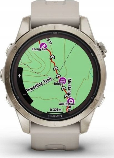 Orë e zgjuar Garmin Fenix 7S Pro Sapphire Solar, 42mm, GPS, soft gold me rrip light sand