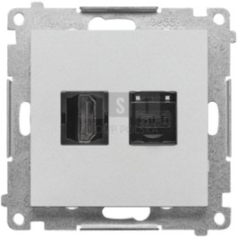 Prizë modulare HDMI RJ45 SIMON55 TGHRJ45.01/143, Cat.6, alumin mat
