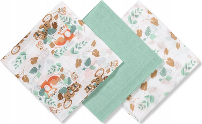 Pelena BabyOno Muslin (348/12), 3 copë, të gjelbra