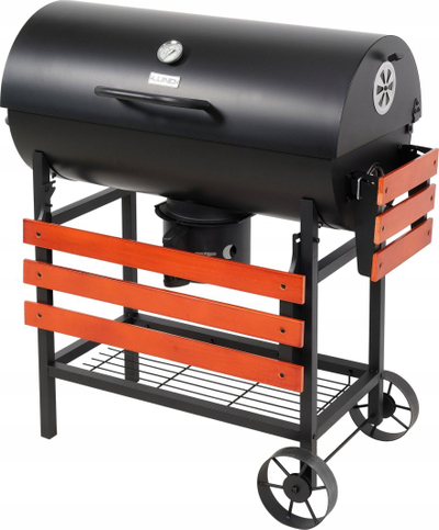 Grill qymyri pa markë, me kapak, sipërfaqe 71x34.5 cm, i zi