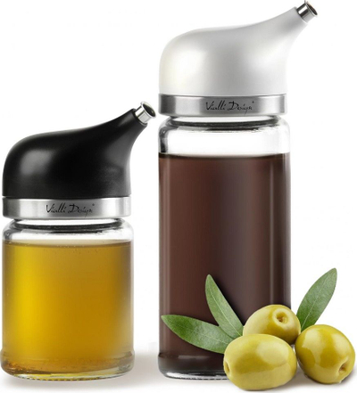 Set dozatorësh Vialli Design LIVIO 27527, 2 copë, qelq, kapak i zi dhe i bardhë