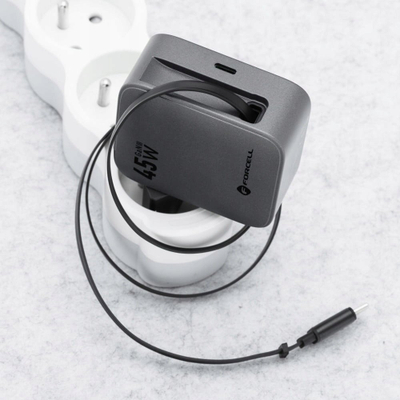 Karikues muri Forcell GaN III, 45W, USB C me kabllo USB C, i zi