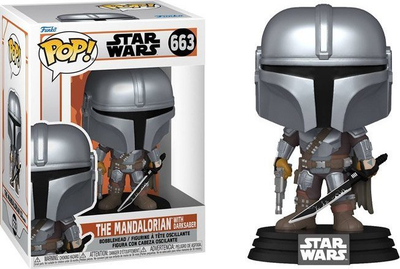 Figurë koleksionare Funko POP Star Wars The Mandalorian with Darksaber, vinyl, 9cm, gri