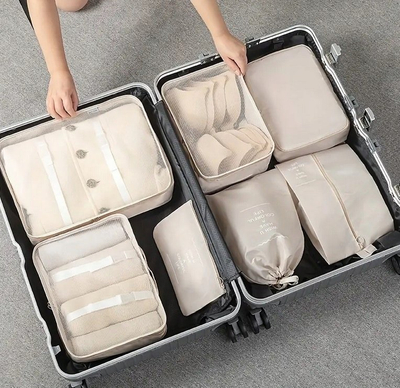 Set organizimi për udhëtim TRAVEL SET, 7 çanta kozmetike, material me rrjetë